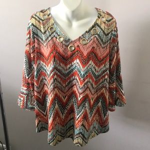 New Directions petite large multi colored top